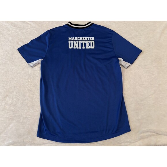 Blue MANCHESTER UNITED FC MUFC Football Soccer Mens Jersey Kit Large Shirt - Picture 7 of 8